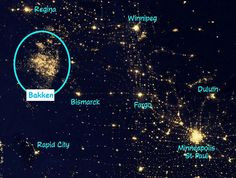 North Dakota's Bakken oil boom, as seen from outer space. Brighter ...