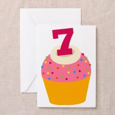 7th Birthday Cupcake Greeting Card for