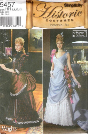 Victorian 1889's Historic Costume Bustle dress sewing pattern