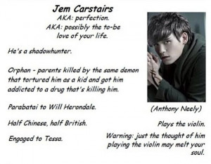 Profile of Jem Carstairs. He is my one true love stuck in the pages of ...