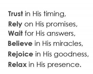 Trust is his timing faith quote