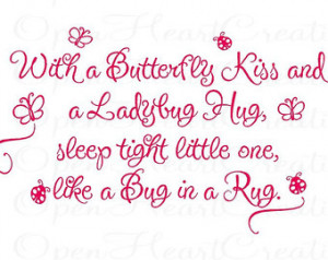 Kisses and Ladybug Hugs V inyl Wall Decal Baby Nursery Wall Quote ...