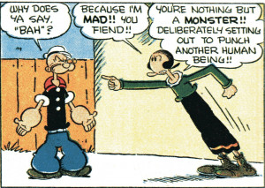 Popeye is broke, and signs up for a boxing match to make some cash ...