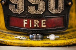 Firefighter helmet ring shot. Firefighter wedding. Photo by Macon ...