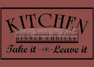 KITCHEN DINNER CHOICE Vinyl Wall Saying Lettering Quote Art Decoration ...