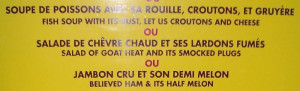Funny French Menu translation