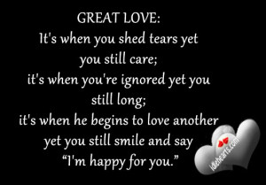 GREAT LOVE: It’s When You Shed Tears Yet You Still Care..