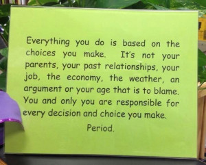 Blame game doesn't work - YOU are accountable for your choices