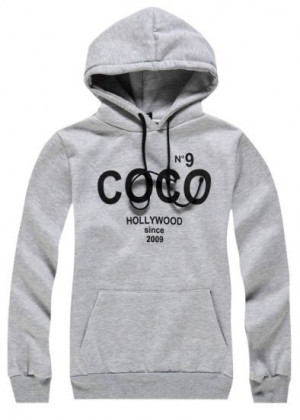 Grey White COCO HOLLYWOOD Print Hoodie Sweatshirt