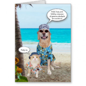 Funny Dog/Lab Hawaiian Birthday Greeting Card