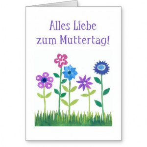 German Pink, Blue Flowers Mother's Day Card