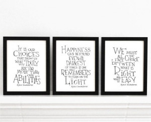 Set of 3 - Harry Potter movie quote posters, typographic print, black ...