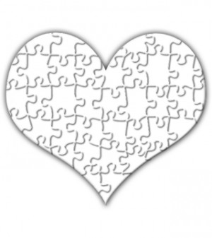 Jigsaw Hardboard Puzzle, 23 pc, Heart Shaped, 6.7