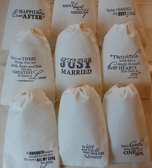 ... of my Wedding Love Sayings Organic Muslin Cotton Favor Gift Bags 4x6