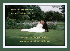 Wedding photo with quote