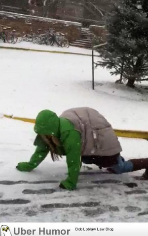 This girl was crawling to class in the snow yelling 