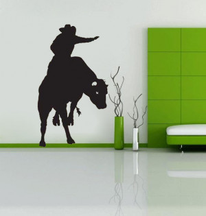 Wall Decal Art Sticker Quote Vinyl Bull Rider Cowboy Western Kids Room ...