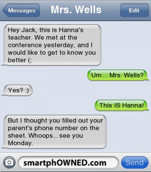 Mrs. WellsHey Jack, this is Hanna's teacher. We met at the conference ...