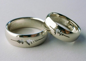 ... wedding rings engraved with a waveform of their own voices saying “I