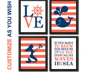 nautical love mermaid girl wall art count the waves nautical quote ...