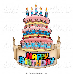 Cartoon Birthday Cake with Candles