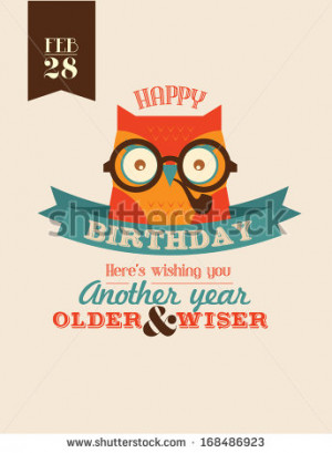 wise as owl birthday greeting template vector/illustration - stock ...