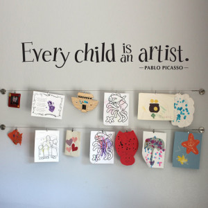 ... Wall Decal Large - Children Artwork Display Decal - Picasso Quote