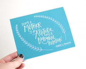 ... Mother is an Attitude, Adoptive Mom, Blue Green, White Text, Single