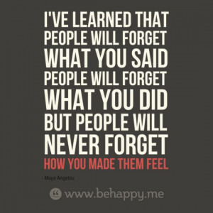 that people will forget what you said people will forget what you did ...