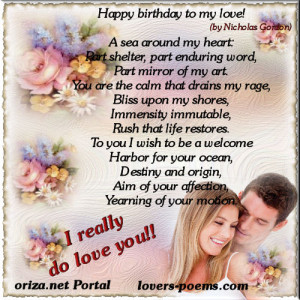 Categories: - SMS -> Love , Birthday , Love Poems and Love Quotes