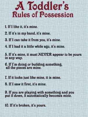 Toddler's Rules of Possession