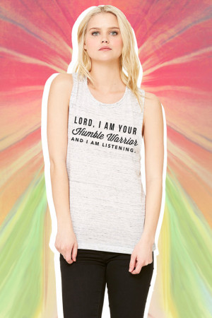 Humble Warrior Quote - Yoga Muscle Tank Top / Tee - Marble White