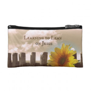 Christian Quote: Learning to Lean on Jesus Cosmetic Bags