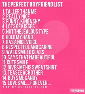 The perfect boyfriend list