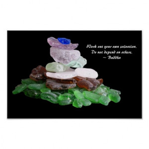 Sea Glass Pyramid With Buddha Quote Posters