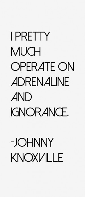 pretty much operate on adrenaline and ignorance.”