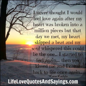 Never Thought I Would Feel Love Again.