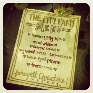 Pity Party Menu - i'm gonna do this when someone breaks up to get ...
