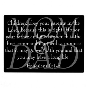 bible verse for Mom & Dad Ephesians 6:1-3 plaque