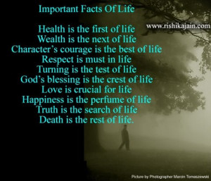 important facts of life health is the first of life wealth is the next ...