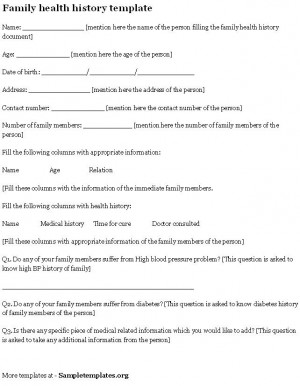 Personal Medical History Form Template