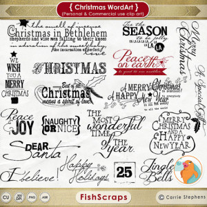Christmas WordArt, Christmas Scrapbooking Titles, Digital Stamps for ...