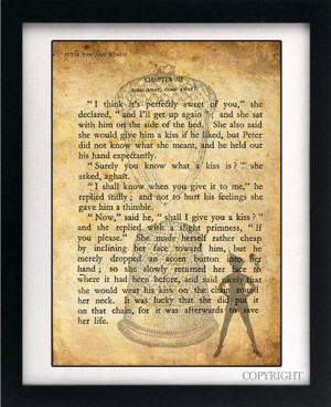 Peter Pan & Wendy Acorn Thimble Kiss Art Book Print - A3 or A4 Large ...