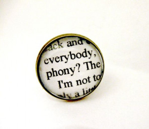 The Catcher In The Rye Quotes Book Page Jewelry Ring Phony JD Salinger ...