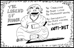 editorial comic strip of the legend of buddha pre- pro- and anti line ...