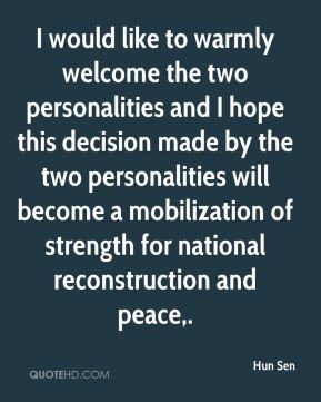 ... mobilization of strength for national reconstruction and peace