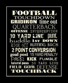 ... Print 11x14 by PaperBleu on Etsy, Football, Quotes, Sayings, Word Art