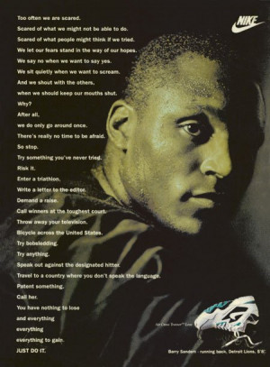 ... an actual Nike ad with Barry Sanders from Sports Illustrated, 1992