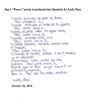 37 Peace Poem in Spanish