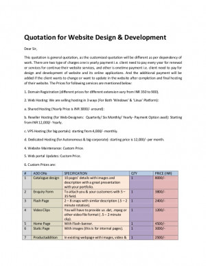 Website Design Quote Sample